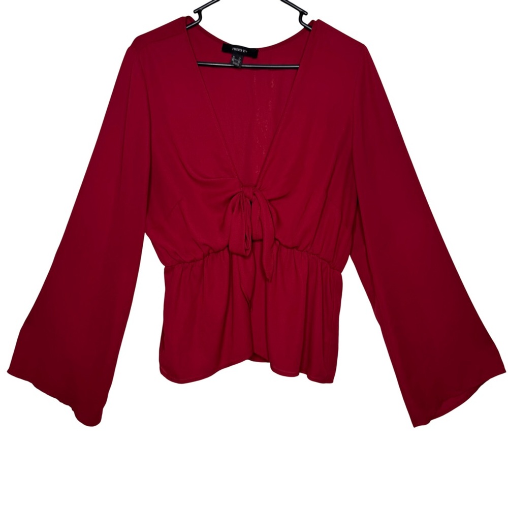 Forever 21 Plus Red Y2K Bell sleeve Baby doll top Fairy core Women Plus sz 2X